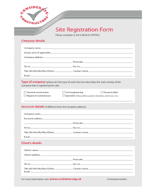 Site Registration Form
