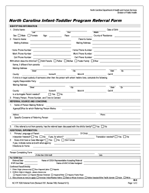 North Carolina Infant-Toddler Program Referral Form