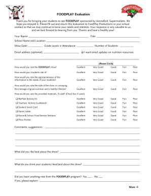 FOODPLAY Evaluation Form