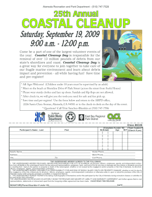 Coastal Cleanup Day Waiver Form
