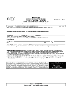 Frigidaire Delivery and Install Rebate Form