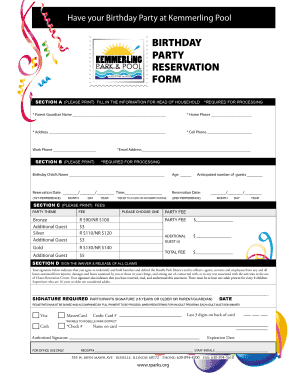 Birthday Party Reservation Form