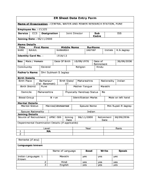 Employee Record Sheet Data Entry Form