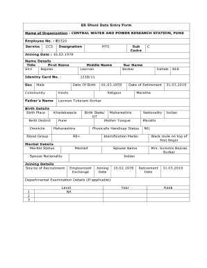 Employee Record Sheet