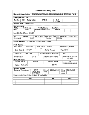 Employee Record Sheet Data Entry Form
