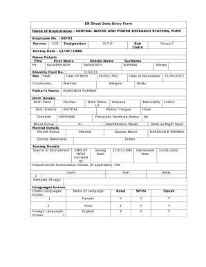 Employee Record Sheet Data Entry Form