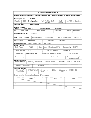 Employee Record Sheet Data Entry Form