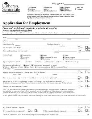 Lutheran Seniorlife Employment Application