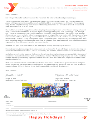 YMCA Donor Recognition Form