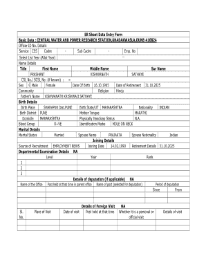Employee Record Sheet Data Entry Form