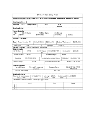 Employee Record Sheet Data Entry Form