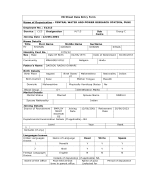 Employee Record Sheet Data Entry Form