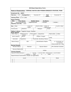 Employee Record Sheet Data Entry Form