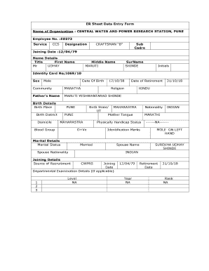 Employee Record Sheet Data Entry Form