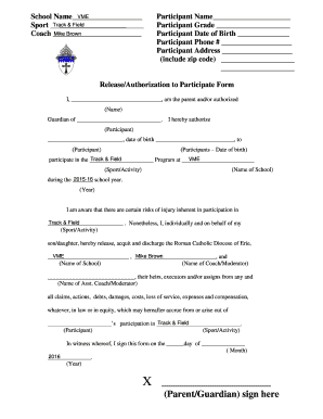Release/Authorization to Participate Form