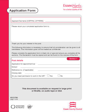 School Employment Application Form