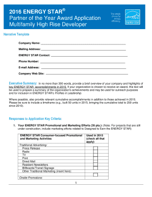 2016 ENERGY STAR Partner of the Year Award Application