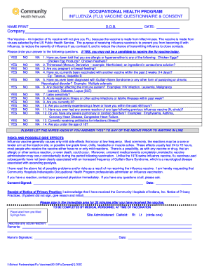 Influenza Vaccine Consent Form