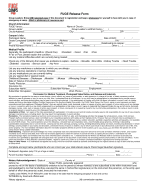 FUGE Camp Medical Release Form