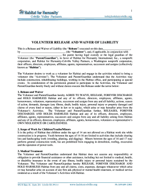 Volunteer Release and Waiver of Liability