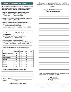 Customer Satisfaction Form - Guilford County 4-H - guilford ces ncsu