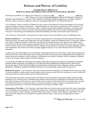 Habitat for Humanity Volunteer Waiver