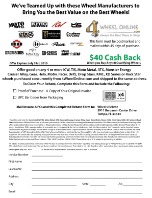 Wheel Purchase Rebate Form
