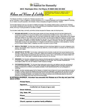 Habitat for Humanity Volunteer Waiver