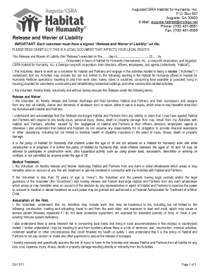 Release and Waiver of Liability for Habitat for Humanity Volunteers