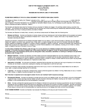 Release and Waiver of Liability for Minors