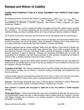 Release and Waiver of Liability