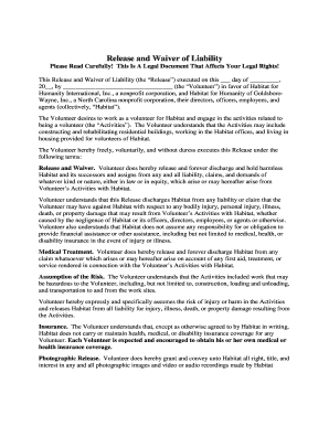 Release and Waiver of Liability