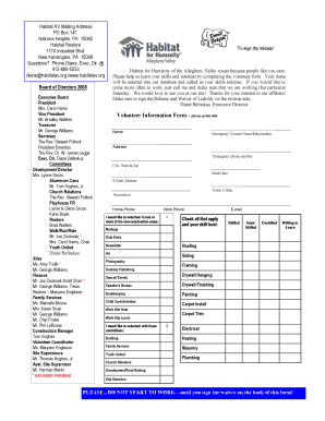 Habitat for Humanity Volunteer Release Agreement