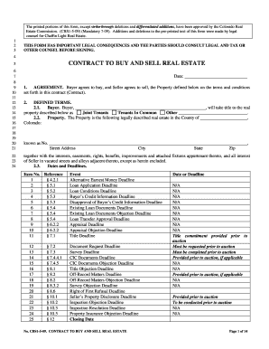 Colorado Contract to Buy and Sell Real Estate