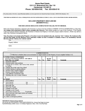 Colorado Seller's Property Disclosure Form