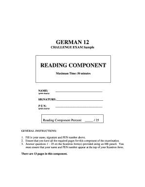 GERMAN 12 CHALLENGE EXAM Sample