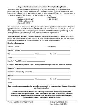 Request for Redetermination of Medicare Prescription Drug Denial