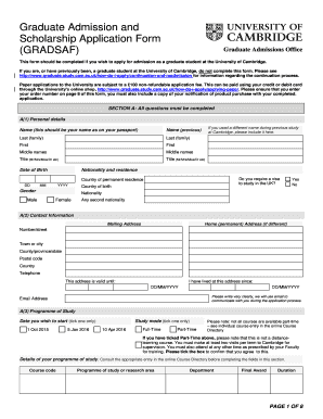 Graduate Admission and Scholarship Application Form