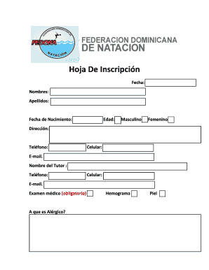 Hoja De Inscripción