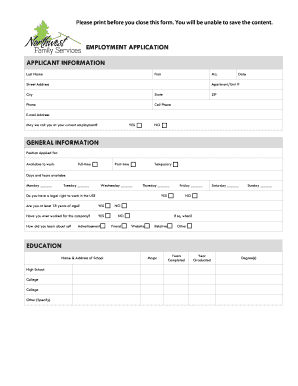 Employment Application Form