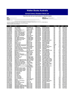 School Library Donation Book List