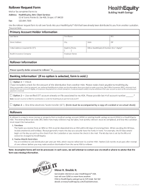 HealthEquity HSA Rollover Request Form