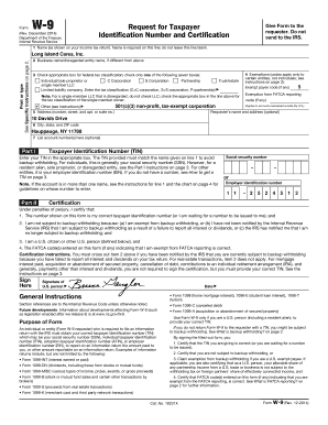 IRS Form W-9 Request for Taxpayer Identification Number and Certification