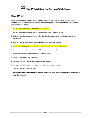 Pet Sitter Checklist and Agreement