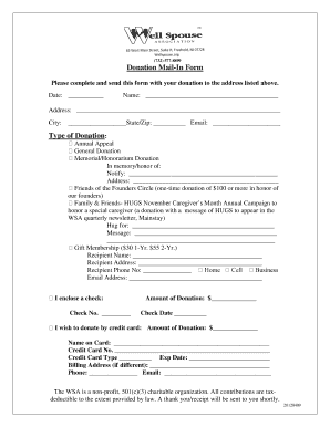 Donation Mail-In Form