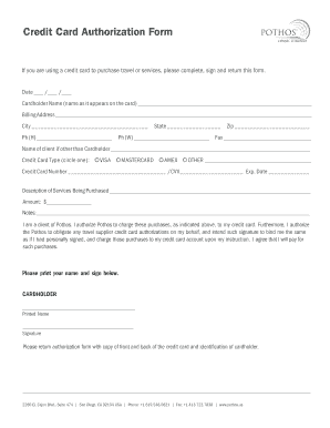 Credit Card Authorization Form