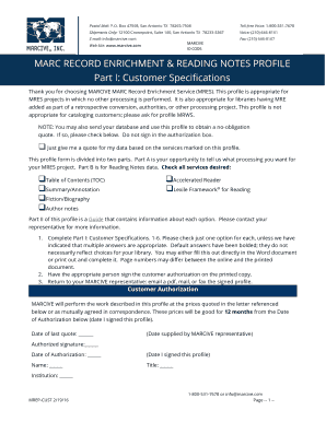 MARC RECORD ENRICHMENT amp READING NOTES PROFILE Part I