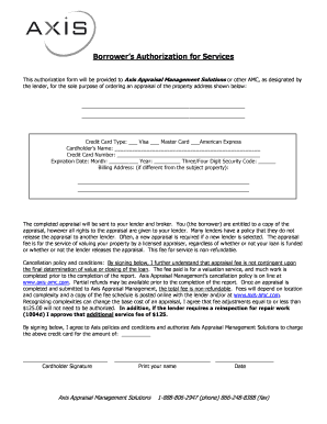Borrower’s Authorization for Appraisal Services