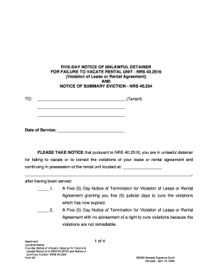 Five-Day Notice of Unlawful Detainer