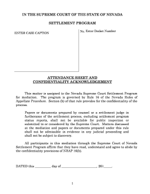 Attendance Sheet and Confidentiality Agreement